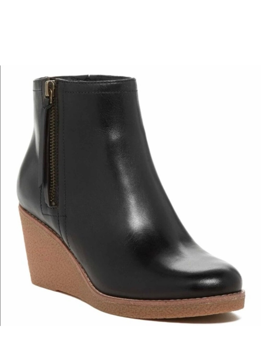 Cole Haan Black Leather Waterproof Wedge Ankle Boots Size 6 Designer Classic